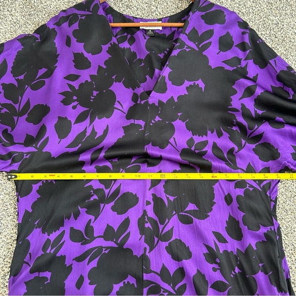 Delfi Collective V-neck Maxi Dress Anthropologie Silk Blend Purple Floral Pocket - Picture 11 of 12